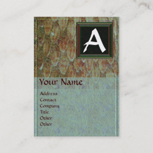 KROTALUS/GRÅTT BROWN SNAKESKIN SQUARE MONOGRAM VISITKORT