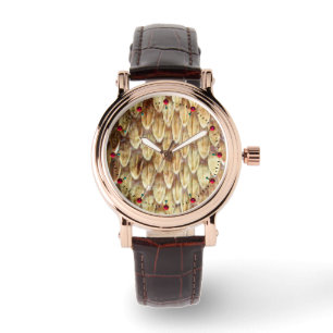 KROTALUS, TRYCKT RATTLESNAKE SKIN Cream Brown Armbandsur