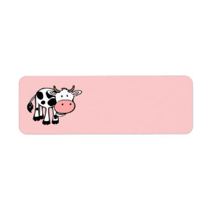 KROWA CUTE BABY COW BOSKAP TECKNAD LYCKLIG LIG RETURADRESS ETIKETT