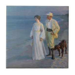 Kroyer - Konstnären och hans fru på Beach Kakelplatta