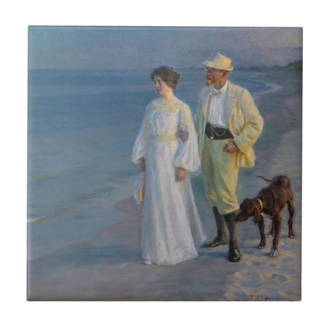 Kroyer - Konstnären och hans fru på Beach Kakelplatta (Framsidan)