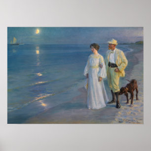 Kroyer - Konstnären och hans fru på Beach Poster