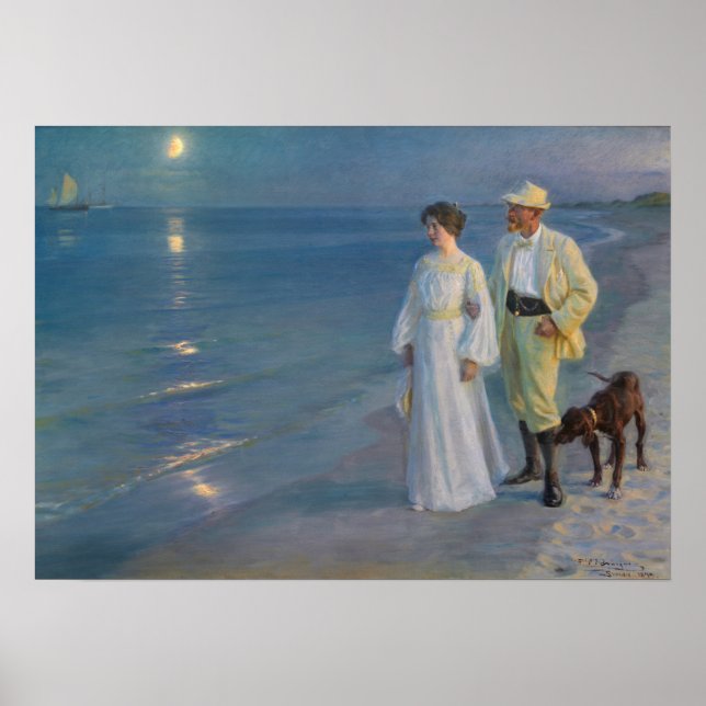 Kroyer - Konstnären och hans fru på Beach Poster (Framsidan)