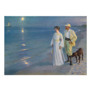Kroyer - Konstnären och hans fru på stranden Fototryck
