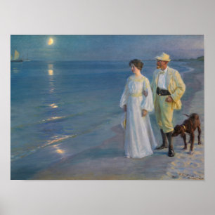 Kroyer - konstnären och hans fru på stranden poster