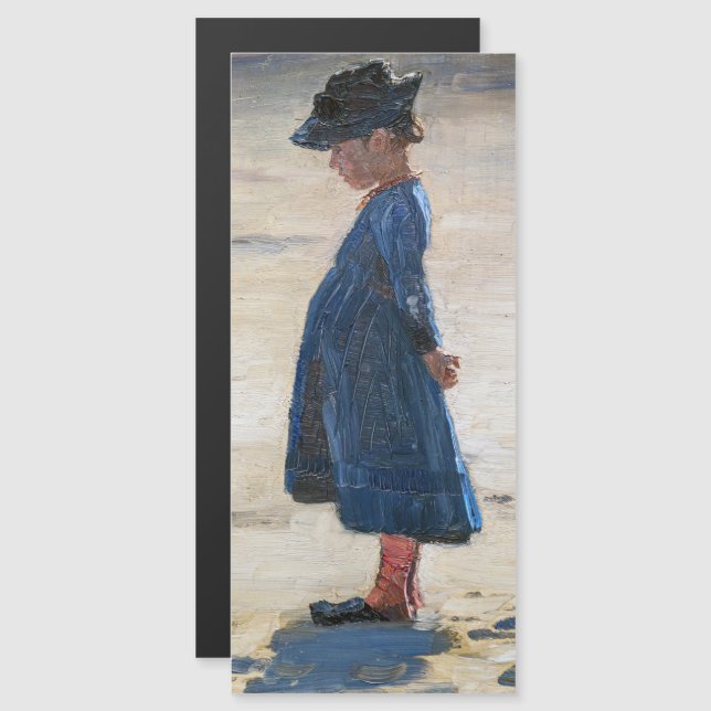 Kroyer - Little Girl på Skagen Beach Magnetic Card (Fram/baksida)