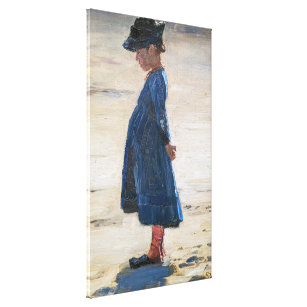 Kroyer - Little Girl står på Skagen Beach Canvastryck