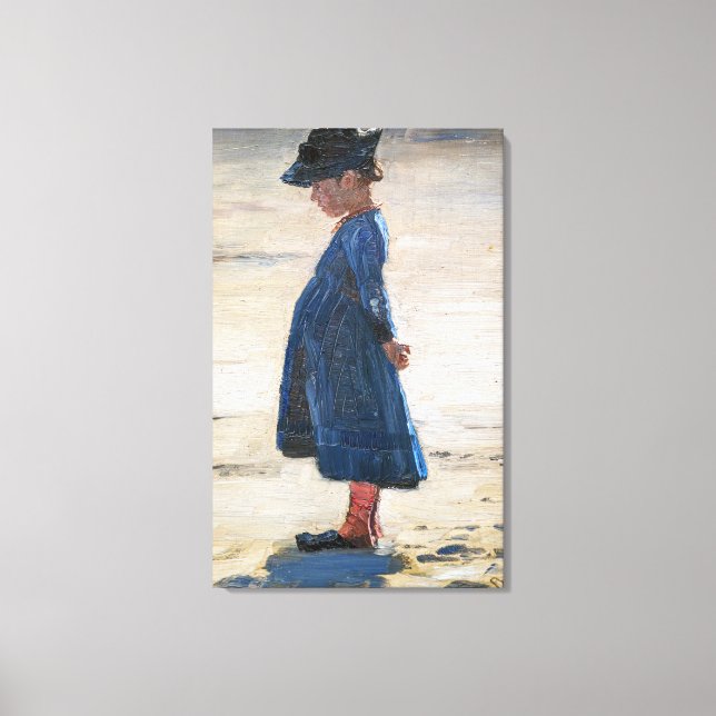 Kroyer - Little Girl står på Skagen Beach Canvastryck (Framsida)