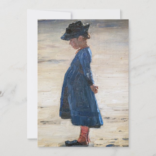 Kroyer - Little Girl står på Skagen Beach Inbjudningar (Framsida)