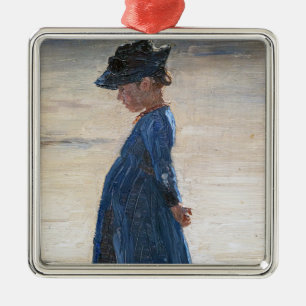 Kroyer - Little Girl står på Skagen Beach Julgransprydnad Metall