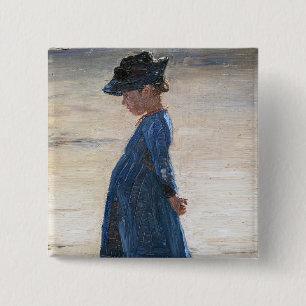 Kroyer - Little Girl står på Skagen Beach Knapp