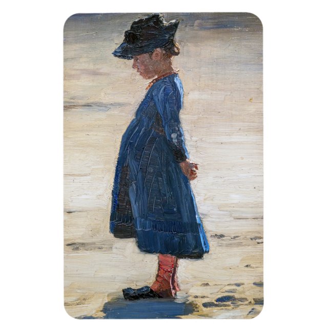 Kroyer - Little Girl står på Skagen Beach Magnet (Vertikal)