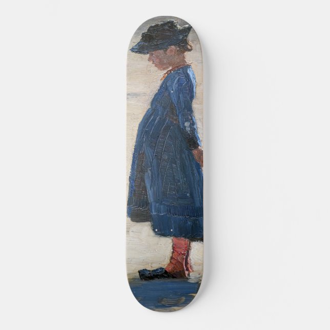 Kroyer - Little Girl står på Skagen Beach Mini Skateboard Bräda 18,5 Cm (Framsida)
