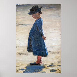 Kroyer - Little Girl står på Skagen Beach Poster