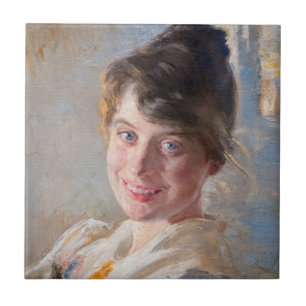 Kroyer - Porträtt i konstnärens fru Marie Kakelplatta
