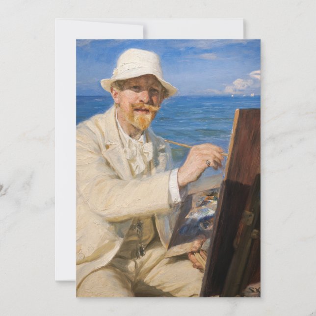 Kroyer - Self-Porträtt vid Skagen Beach Inbjudningar (Framsida)
