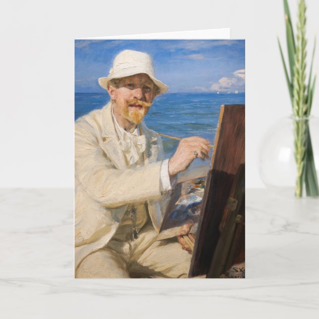 Kroyer - Self-Porträtt vid Skagen Beach Kort (Framsida)