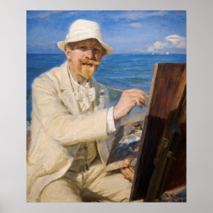 Kroyer - Självporträtt vid Skagen strand Poster
