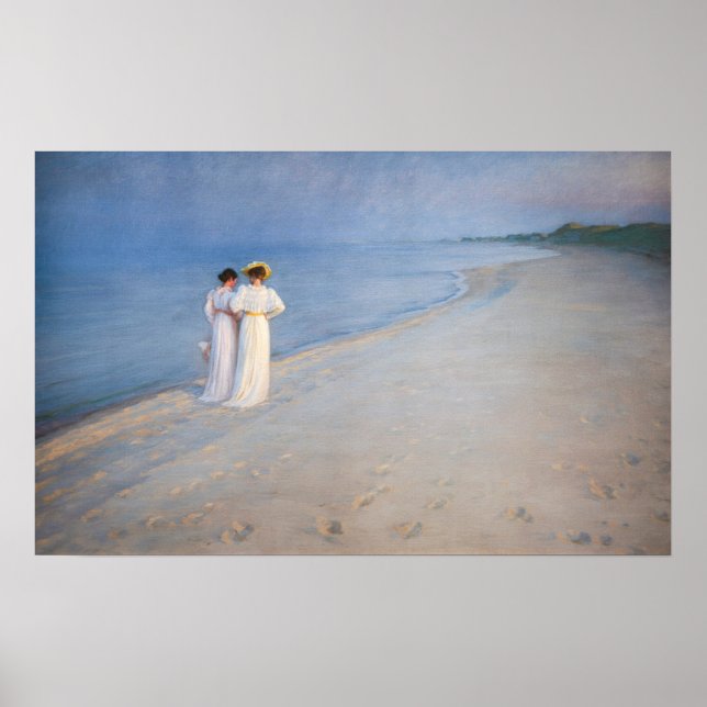 Kroyer - Sommar Evening på Skagen Beach Poster (Framsidan)