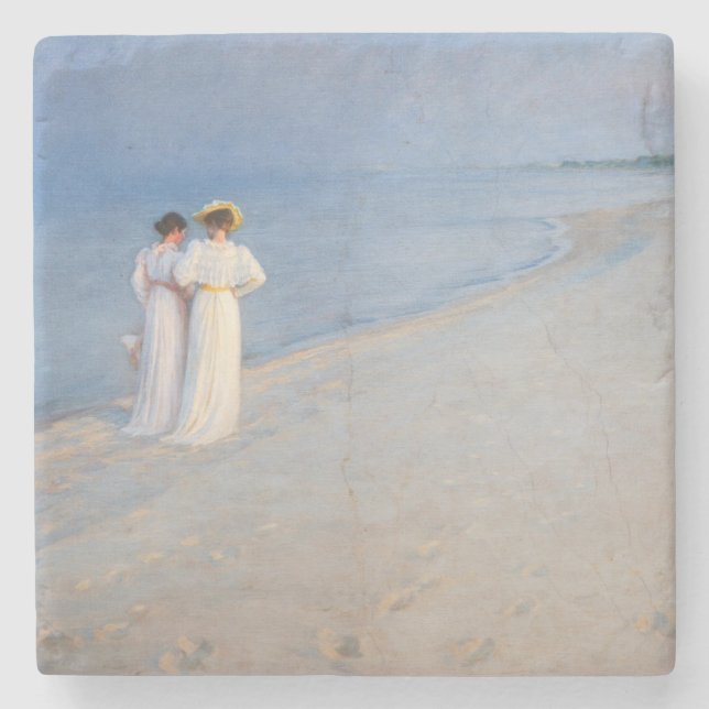 Kroyer - Sommar Evening på Skagen Beach Stenunderlägg (Framsidan)