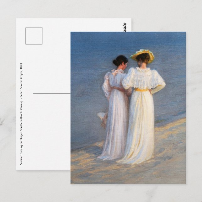 Kroyer - Sommar kväll på Skagen Strand närbild Vykort (Fram/baksida)