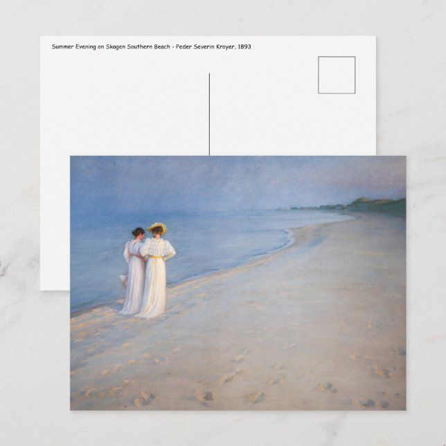 Kroyer - Sommarmiddag på Skagen Strand Vykort (Fram/baksida)