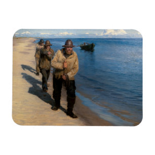 Kroyer - tre fiskare som plockar en båt magnet