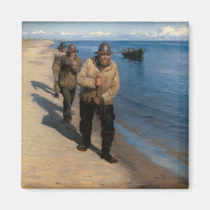 Kroyer - tre fiskare som plockar en båt magnet