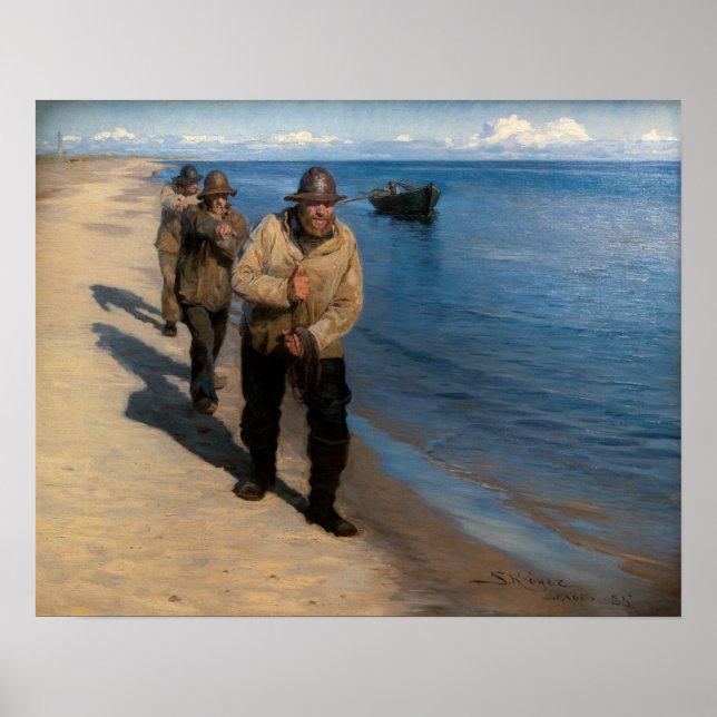 Kroyer - tre fiskare som plockar en båt poster (Framsidan)