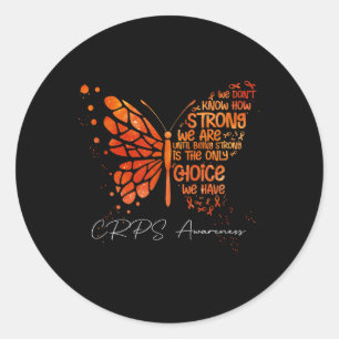 KRPS Butterfly Orange Ribbon Crps Awareness Runt Klistermärke
