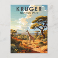 Kruger nationalpark South Afrika Giraffe Vintage