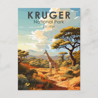 Kruger nationalpark South Afrika Giraffe Vintage Vykort