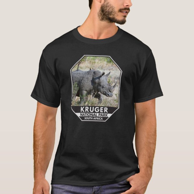 Kruger nationalpark South Afrika Rhino Watercolor T Shirt (Framsida)