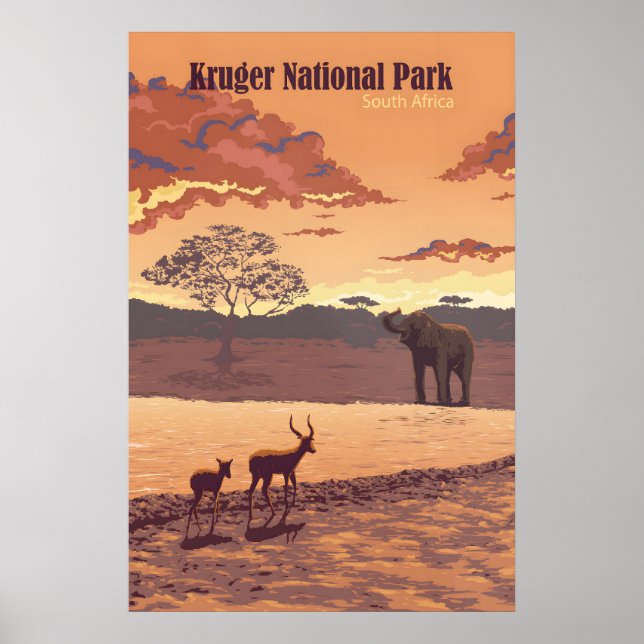 Kruger Nationalpark Sydafrika Reseskylt Poster (Framsidan)