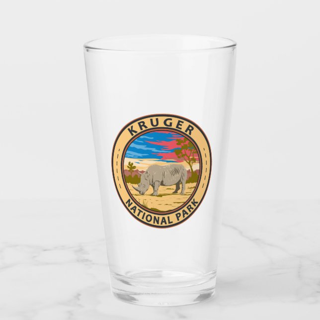 Kruger nationalpark White Rhinoceros Travel Art Glaskopp (Framsida)