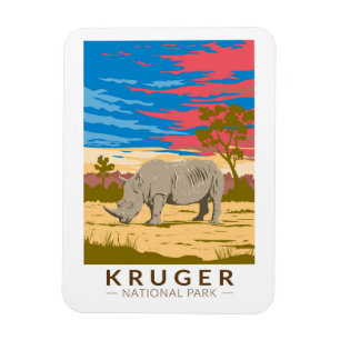 Kruger nationalpark White Rhinoceros Travel Art Magnet