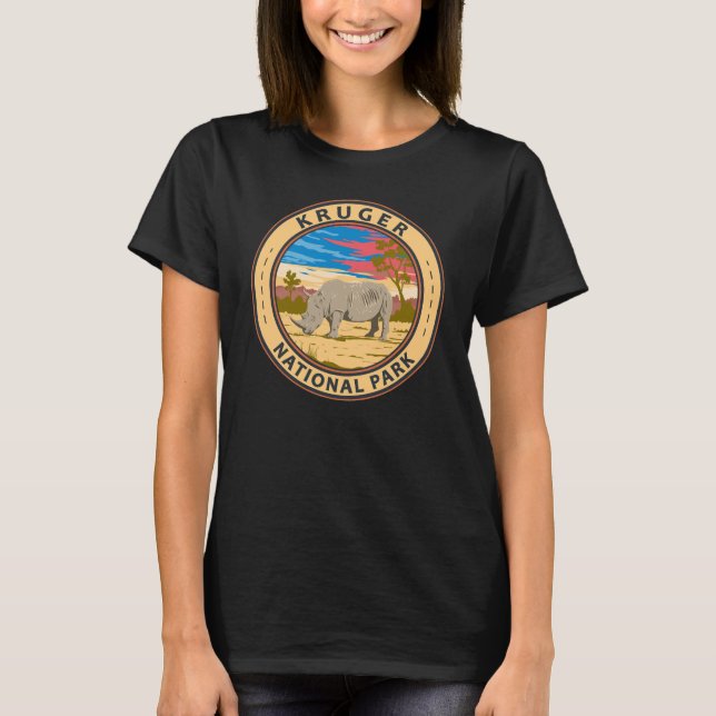 Kruger nationalpark White Rhinoceros Travel Art T Shirt (Framsida)