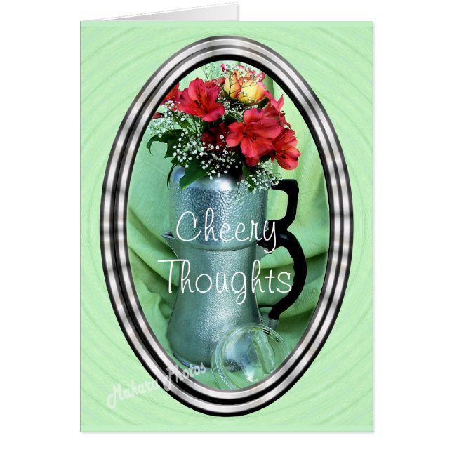 Kruka för kaffe för antik hälsningskort (Framsidan)