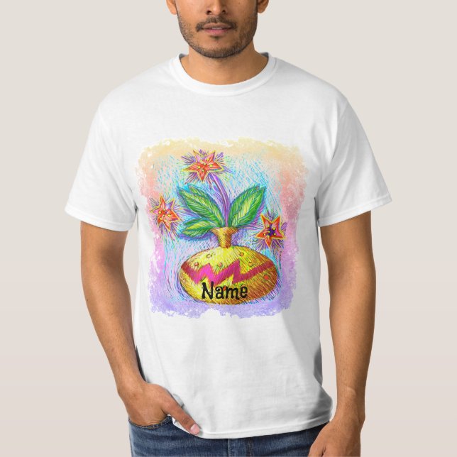 Kruka med blommor  t shirt (Framsida)