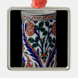 Kruka med en blom- dekoration, Iznik Julgransprydnad Metall