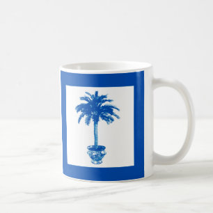 Krukad palm - koboltblå och vit kaffemugg