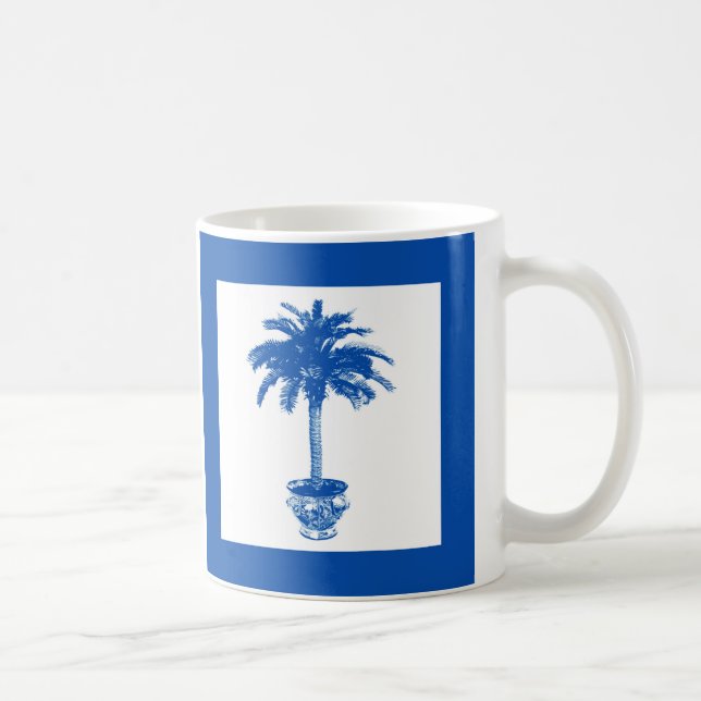 Krukad palm - koboltblå och vit kaffemugg (Höger)