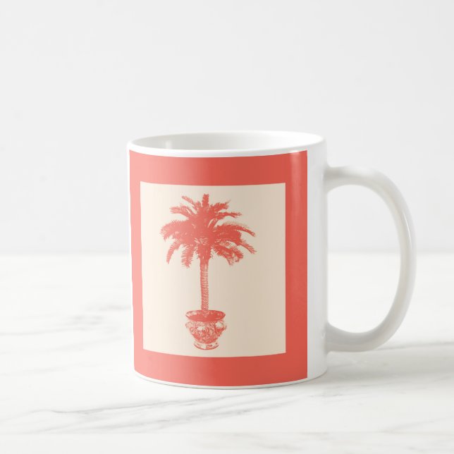 Krukad palmträd - nyanser av korallorange kaffemugg (Höger)