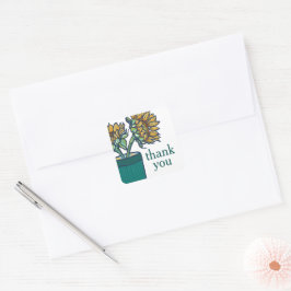 Krukade solrosor Blommig Tacksamhet Fyrkantigt Klistermärke