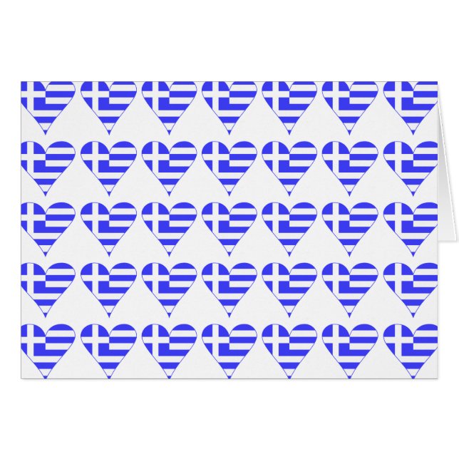 Krukat grekiskt flagghjärta funky hälsningskort (Framsidan Horizontal)