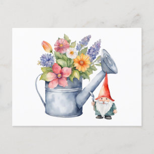 Krukka med blommor och trädgårdstomte vykort