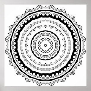 Krukmakar-Mandala att färglägga med kraftiga ringa Poster