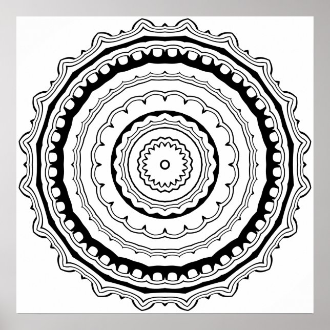 Krukmakar-Mandala att färglägga med kraftiga ringa Poster (Framsidan)