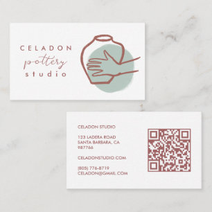 KRUKMAKERI Keramikstudio Elegant Handritad QR-kod Visitkort