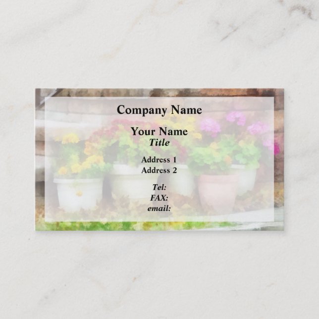 Krukor med höstblommor visitkort (Framsida)